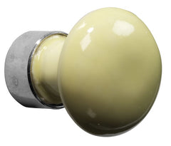 Meubelknop Paddenstoel porselein 30mm glans nikkel/citroen