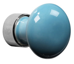 Meubelknop Paddenstoel porselein 30mm glans nikkel/turquoise