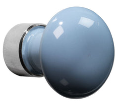Meubelknop Paddenstoel porselein 30mm glans nikkel/lichtblauw