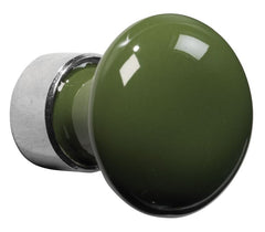 Meubelknop Paddenstoel porselein 30mm glans nikkel/keizergroen