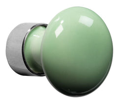 Meubelknop Paddenstoel porselein 30mm glans nikkel/appelgroen
