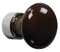 Meubelknop Paddenstoel porselein 30mm glans nikkel/bruin
