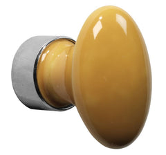 Meubelknop ovaal porselein 33mm glans nikkel/eigeel