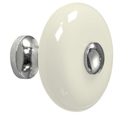 Meubelknop Lara porselein 34mm ivoor/glans nikkel