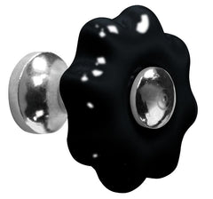 Meubelknop Fleur porselein 31mm zwart/glans nikkel