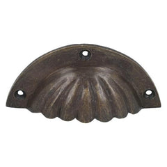 Komgreep schelp massief messing antiek